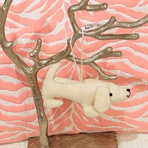 D6-Pier 1 Cream Corduroy Dachshund Dog Decor Ornament